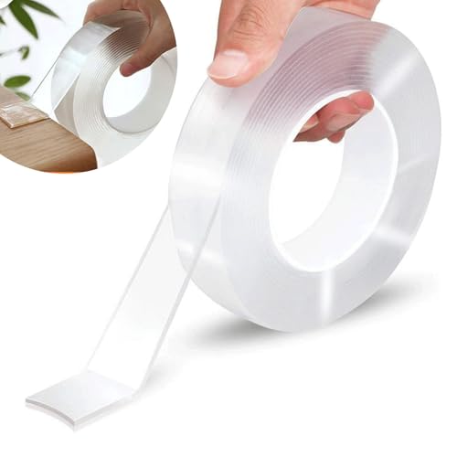Double Sided Tape Heavy Duty, Nano Double Sided Adhesive Tape, Clear Mounting Tape Picture Hanging Adhesive Strips (9.85FT)