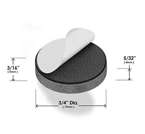 Slipstick Premium Wool Felt Furniture Pads/Small Chair Feet Floor Protectors (3/4 Inch Round) Includes 20 Heavy-Duty Felt Pads with Self Stick Adhesive, Gray, CB111 - size: 3/4" Round