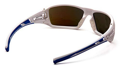 Pyramex Safety Velar Safety Glasses, White-Blue Frame/Ice Blue Mirror Lens Medium - color: White/Blue Frame / Ice Blue Mirror Lens
