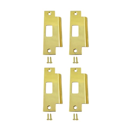 QCAA Solid Brass Extended Replacement Lock Strike Plate, Round Corner, 4-7/8" for Deadbolt, Polish Brass, 4 Pack, Made in Taiwan - color: Polished Brass, size: 4pack