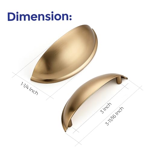 Ravinte 5 Pack 3" Drawer Pulls Champagne Bronze Cabinet Cup Pulls Kitchen Hardware Cabinet Handles Drawer Handles Knobs 3 inch Hole Center - color: Champagne Bronze