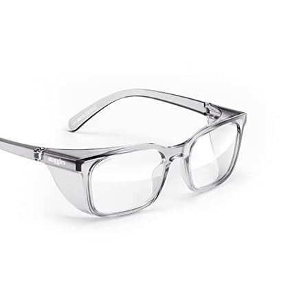 Stoggles Rectangle Z87.1 Certified Safety Glasses, Blue-Light, UV Blocking Lens, Top & Side Shield, Anti-Fog, Stylish Eyewear - color: Charcoal, size: Medium Standard Fit