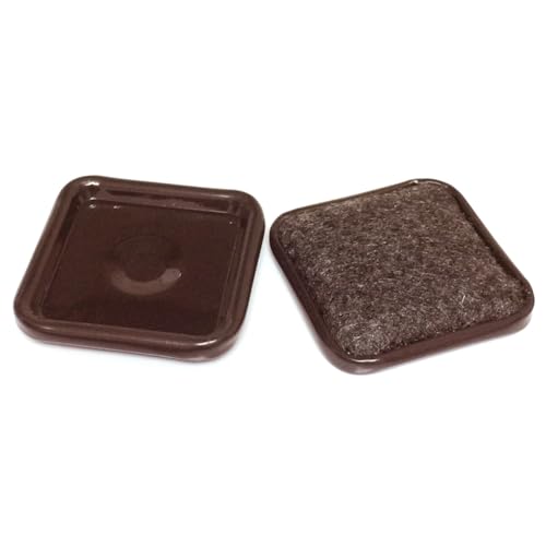4 Pack 3 inch Square Reusable Carpet Bottom Furniture Caster Cups to Protect Hardwood, Tile or Laminate Floors Carpet Sliders for Moving Heavy Sofa Bed Couch Fridge, (Brown, Square)