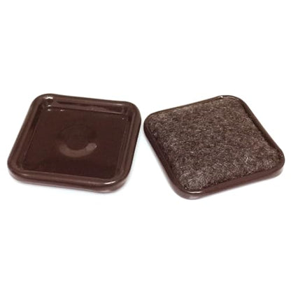 4 Pack 3 inch Square Reusable Carpet Bottom Furniture Caster Cups to Protect Hardwood, Tile or Laminate Floors Carpet Sliders for Moving Heavy Sofa Bed Couch Fridge, (Brown, Square)