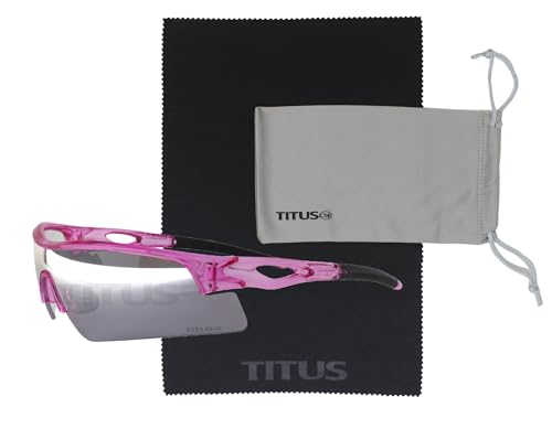 TITUS G20 All Sport Safety Glasses Shooting Eyewear Motorcycle Protection ANSI Z87+ Compliant - color: Pink Frame - Platinum Rev Type Premium Multi Coated Lens - With Pouch