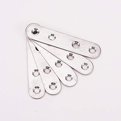 MroMax 10Pcs 201 Stainless Steel Straight Brackets 3.15" x 0.67" Flat Straight Braces Brushed Metal Fixed Connecting Plate for Repairing Furniture, Bookcase, Table, Chair Legs 4 Holes with Screws - size: 3.15"x 0.67"x 0.08"(LxWxT)