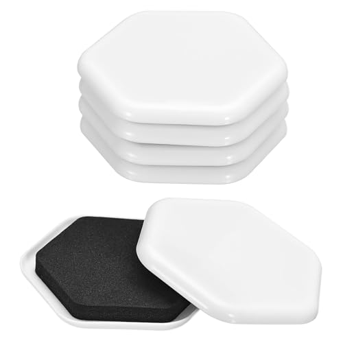 uxcell Furniture Sliders, 16Pcs 3 2/7" - Plastic Reusable Hexagon Sliding Pads, Chair Glides for Carpeted Tile Vinyl Hardwood Floors (White)
