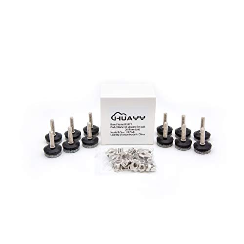 HUAYY Furniture Levelers feet pad,Table and Chairs levelers Legs | 2019 Style Height Adjustable Protection Integrated High-Density Felt Pads | Heavy Duty 1/4-20x1 Threaded Shank T-Nuts(12 Pack) - color: Black 12 Pack