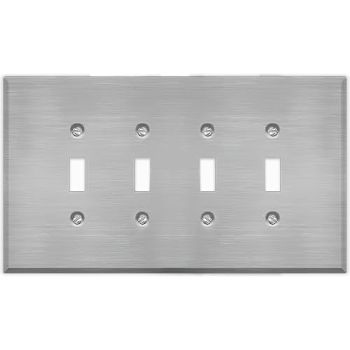 4-Gang Oversized Toggle Switch Stainless Steel Wall Plates – 5.5" x 9.5" Decorative Covers for Outlets, Switches, and Rotary Dimmers | 4-Gang Oversized Toggle Switch Faceplate - color: Toggle Switch, size: 4 Gang