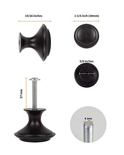 30 PCS Kitchen Cabinet Knobs, 1-1/5 Inch Dresser Knobs, Black Drawer Knobs Suitable for Wardrobe Cabinets, Modern Cabinet Hardware with Screws - color: Black