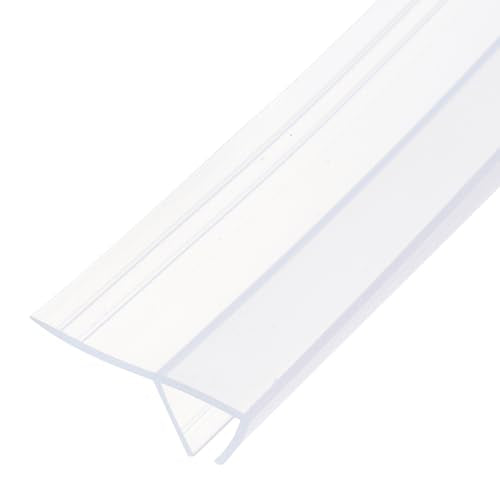 uxcell Shower Door Side Seal, WidenF-Type Shower Door Sweep for 3/8" Glass 130" Long Silicone Frameless Glass Door Seal Strip, Stop Shower Leaks, Clear - size: 3/8" Glass 130" Long