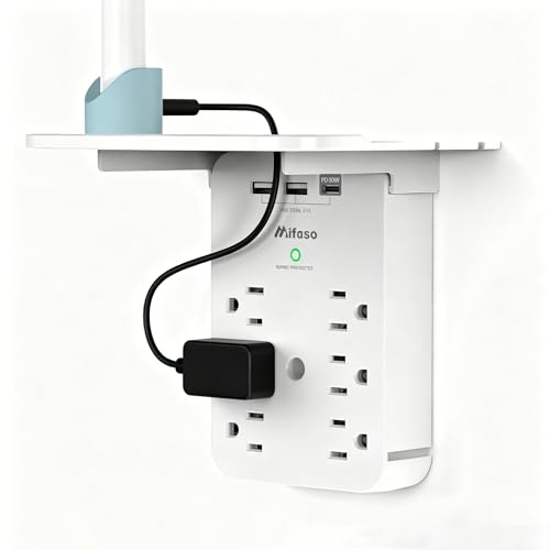 Wall Outlet Extender with Shelf, Surge Protector 6 AC Multi Plug Outlet, PD 30W USB Charger Station Splitter Expander for Home Room - color: White, size: 3 Usb(1 Pd30w)