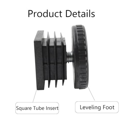 8Pcs Adjustable Leveling Feet, Square Insert Kit, Furniture Glide Leveler, Black, 40x9mm, 30x30x14mm - size: 30x30mm