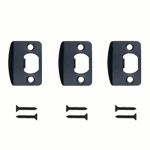 Replacement Products Strike Plate Full Lip, 2-1/4" x 1-5/8" for Knob or Latch, 1/4" Thick, Black 3 PCS - color: D-Black finish 3pcs