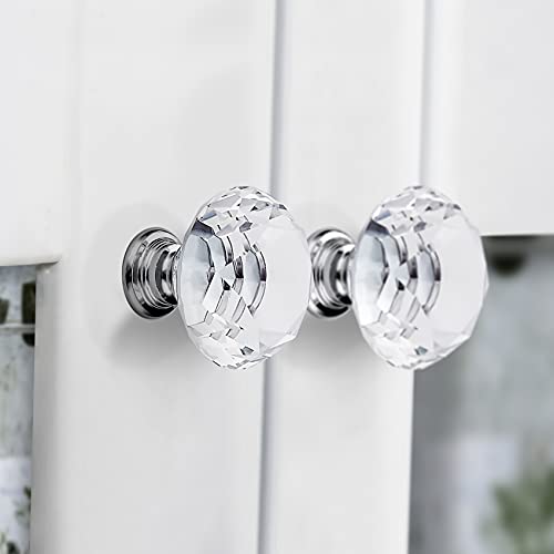 Ravinte 5 Pack Crystal Drawer Knobs - Glass Cabinet Knobs, Diamond Shaped, 30 mm with Silver Base - color: Silver