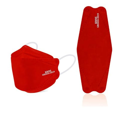 akgk KN95 Face Masks 50 Pack, 5-Ply Disposable Red Face Mask Against PM 2.5 Smoke & Dust, Filtration Efficiency 95% - color: Z-50 Pack-red