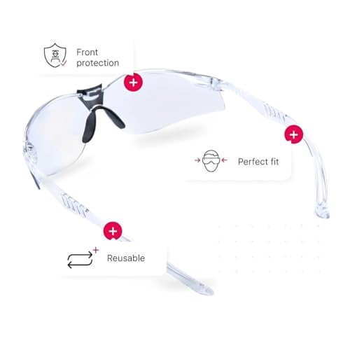 LIBUS Safety Glasses, Clear Anti-fog & Scratch, ANSI Z87.1, UV Protection, Front/Side Spark & Dust Shield, Polycarbonate Lens - size: Pack of 10