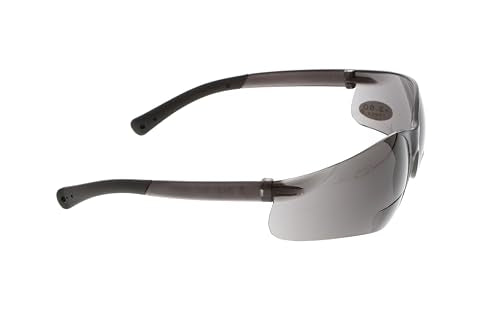 MCR Safety Crews BKH25G BearKat Magnifier Polycarbonate 2.5 Diopter Gray Lens Safety Glasses with Non-Slip Hybrid Black Temple Sleeve - color: Gray Lens, size: 2.5 Diopter