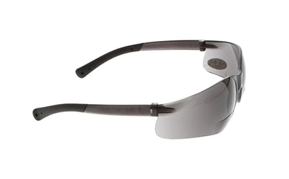 MCR Safety Crews BKH25G BearKat Magnifier Polycarbonate 2.5 Diopter Gray Lens Safety Glasses with Non-Slip Hybrid Black Temple Sleeve - color: Gray Lens, size: 2.5 Diopter