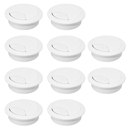 EASYEAH 10 Pcs Desk Grommet 2" / 50 mm, Desk Cord Hole Cover, Cable Grommet ABS Plastic, Desk Hole Grommet for Home & Office Pc, Detachable Adjustable Cable Cord Organizer-White - color: 10pcs White, size: 2" / 50 mm