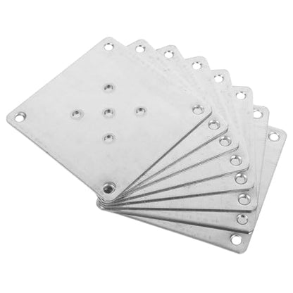 UKCOCO 8pcs Table Leg Bracket 5-Hole Flat Furniture Leg Mounting Plate, Zinc Plating, Silver, 3.93x3.93x0.07inch, for Sofa, Table, Chair, Easy Installation