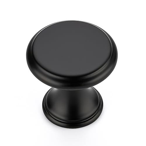 Ravinte 10 Pack Matte Black Kitchen Cabinet Knobs, Solid Black Pulls Zinc Handles Simple Drawer Cabinet Hardware for Cupboard Drawer Knobs - color: Matte Black