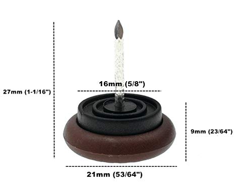 ALIMITOPIA 40pcs Furniture Chair Glide Nail-in Thickened Nylon Chair Slider Furniture Pad Floor Protector for Wooden Furniture Chair Tables Leg Feet(Φ21mm or 53/64";Brown) - size: 53/64" (Brown)