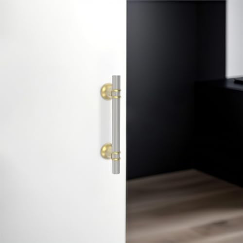 10 Pack 3-3/4 Inch Cabinet Pulls knurled Brushed Satin Nickel and Brushed Gold Kitchen Cabinet Handles Aluminum and Zinc Alloy Drawer Pulls Solid Cabinet Hardware - color: Nickel and Gold Knurled, size: 3-3/4'' Hole Center(96mm)