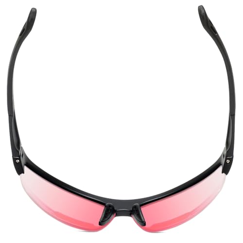Wraparound Safety Glasses with Integrated Readers – Anti Fog UV Protection Lenses | Protective Wraparound Eyewear - color: Gloss Black Fl41 Pink