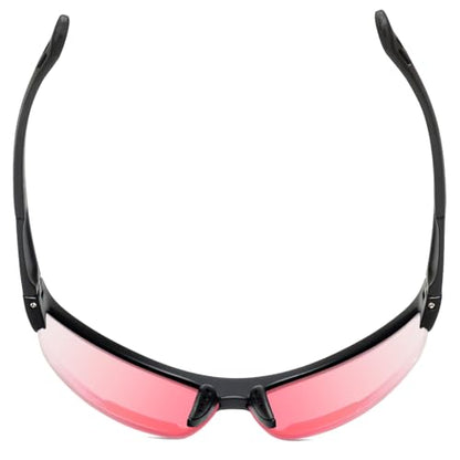 Wraparound Safety Glasses with Integrated Readers – Anti Fog UV Protection Lenses | Protective Wraparound Eyewear - color: Gloss Black Fl41 Pink