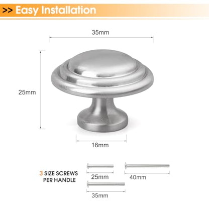 Gobrico 1-3/8" Round Cabinet Knobs Brushed Nickel Kitchen Door Knobs Bifold Handles for Wardrobe Bookcase Drawers 5 Pack - color: Satin Nickel