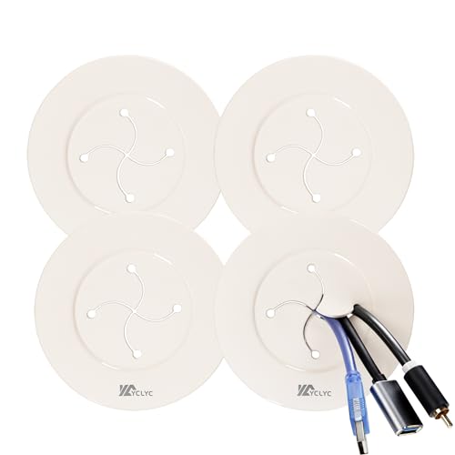 Wire Hiders for TV on Wall, 3in Off White in Wall Cable Management Kit, YCLYC Cable Hider Wall Grommets for Cables, Wire Hider Wall to Install Includes 4 Pass Brackets and 1 Hole Saw Drill - color: Off-white, size: 4 Pack