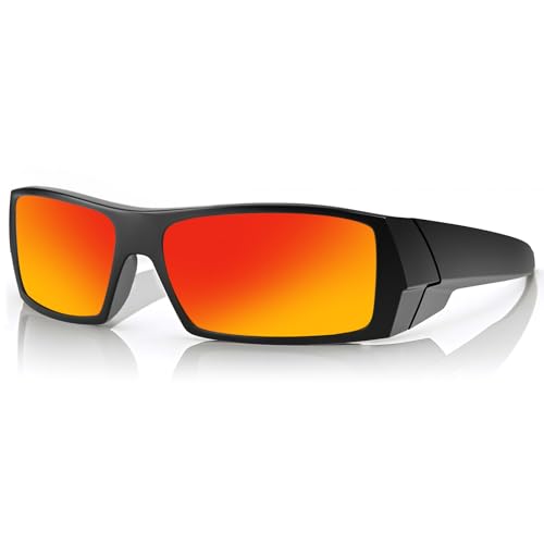WISTON Z87 Sunglasses Wrap Around Sunglasses for Men Rectangular Safety Glasses UV400 for Sport Working 8231 - color: Matte Black/Red
