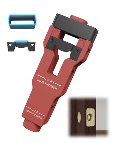 Door Latch Installation Kit, Door Latch Mortise Tool Sharp and Sturdy, Easily Cut Door Latch Template for Accurate Professional Installation, Door Latch Kit for 1-3/4" or 1-3/8" Thick Door (Red)