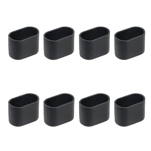 Geesatis 8 Pack Black Oval Chair Leg Caps,1.6 x 0.7 Inch PVC Furniture Pads,Non-Slip Floor Protectors for Tables,Chairs,Furniture - Scratch Proof Floor Guards - size: 1.6 X 0.7 Inch - Black