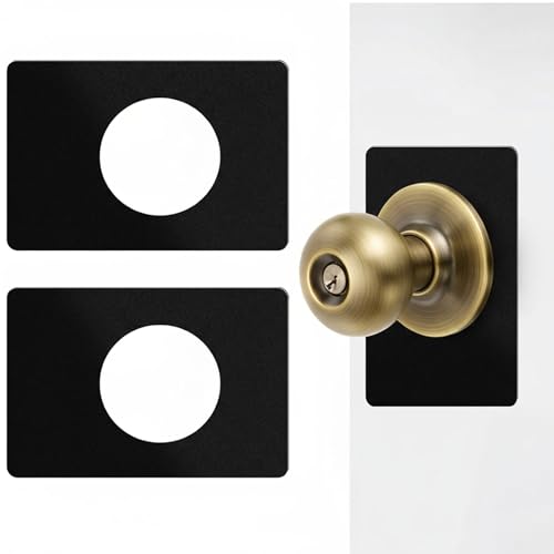 YHNNH 2PCS Matte Black Door Knob/Deadbolt Reinforcement Plate, Door Lock Fixing Plate Doors Handle Fixing Cover Filler Repair Backplate Doors Handle Hole Reinforcer Kit