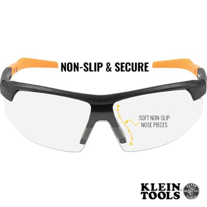 KLEIN TOOLS 60159 Safety Glasses, PPE Protective Eyewear with Semi Frame, Scratch Resistant and Anti-Fog, Clear Lens - color: Clear Lens, size: Single