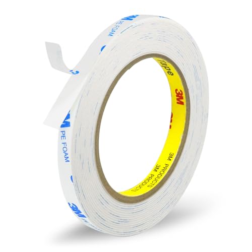 3M Double Sided Tape 0.39"×16.5ft No Residue,Picture Hanging Strips Heavy Duty Mounting Tape, Removable PE Foam Tape Waterproof for Poster Tape, Carpet Tape Rug Gripper,Art & Craft Tape - size: 0.39in×16.5ft
