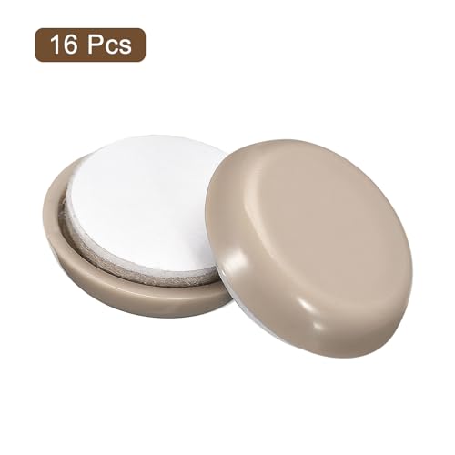 uxcell Furniture Sliders, 16Pcs 7/8" - Plastic Self-Adhesive Round Sliding Pads, Chair Glides for Carpeted Tile Vinyl Hardwood Floors (Grey) - size: 7/8"