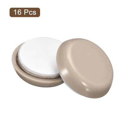 uxcell Furniture Sliders, 16Pcs 7/8" - Plastic Self-Adhesive Round Sliding Pads, Chair Glides for Carpeted Tile Vinyl Hardwood Floors (Grey) - size: 7/8"