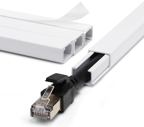 ZhiYo Cord Hider Wall for One Cord, 68in Cord Covers for Wires on Wall, Easy Install Cable Cover Wall, Cable Raceway White Hide Cords, Cable Hider Cord Management Wall, 4X L17in W0.6in H0.4in - color: White, size: W0.6in X H0.4in X L68in