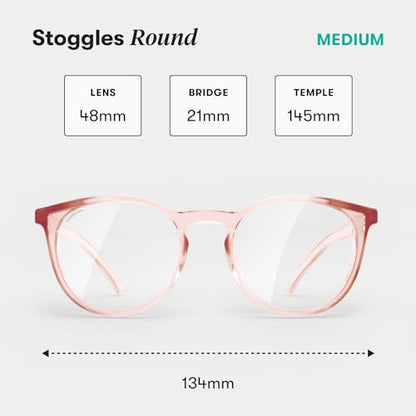 Stoggles Round Z87.1 Certified Polycarbonate Safety Glasses, Scratch & Shatter-Proof, Blue-Light & UV Blocking Lens, Top & Side Shields, Anti-Fog Dip Coated, Durable, Protective & Stylish Eyewear - color: Sangria