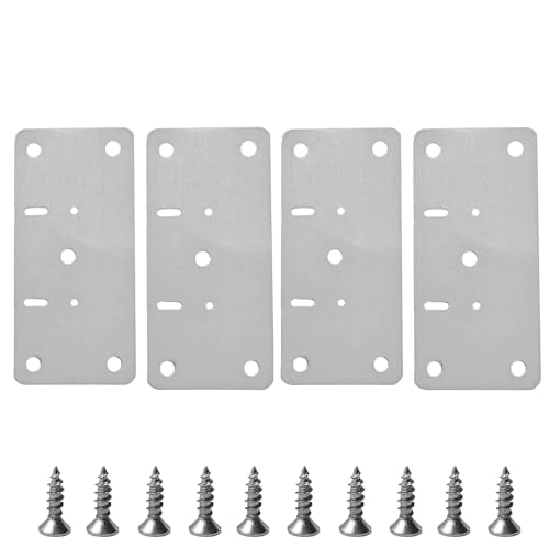4Pcs 3.54 x 1.73 Inch Cabinet Hinge Repair Plate, Stainless Steel Hinge Fixing Plates with Mounting Screws for Cabinets, Cupboards, Lockers, and Furniture Repair(Hinge Base) - size: 4Pcs Hinge base