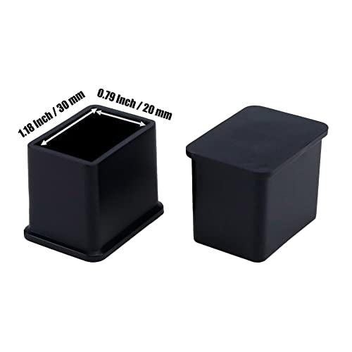 Rubber Feet Pads Mcredy Chair Leg Caps Inner Size 0.8" x1.2" Square,Rectangle Fit for Chair feet Floor Protectors Black Pack of 8 - size: 20x30mm/0.8" x1.2",8 PCS