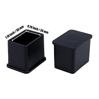 Rubber Feet Pads Mcredy Chair Leg Caps Inner Size 0.8" x1.2" Square,Rectangle Fit for Chair feet Floor Protectors Black Pack of 8 - size: 20x30mm/0.8" x1.2",8 PCS