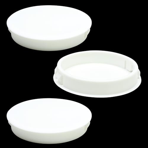 EASYEAH 2-3/8"(60mm) Plastic Hole Plugs, Flush Type Panel Snap in Locking Door Screw Shelf Hole Plug, Round Drilling Hole Cover Cabinet Furniture Cupboard Shelves Pipe Insert End Caps, 3PCS White - size: 2-3/8"/60mm