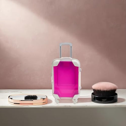 False Eyelash Storage Box, Portable Travel Organizer Mini Luggage False Eyelash Tray Makeup Tool (ROSE RED) - color: ROSE RED