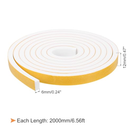 uxcell 1 Roll Foam Weather Stripping, 1/2" Wide X 1/4" Thick X 6.56 Ft Door Seal Strip Adhesive Foam Tape White Insulation Strip for Door Window - size: 1/2"x 1/4"x 6.56 Ft