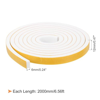uxcell 1 Roll Foam Weather Stripping, 1/2" Wide X 1/4" Thick X 6.56 Ft Door Seal Strip Adhesive Foam Tape White Insulation Strip for Door Window - size: 1/2"x 1/4"x 6.56 Ft