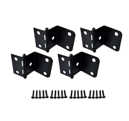 QCAA Durable Steel Semi-Concealed Hinge for Box, Chest & Cabinet, 1-1/2" Width x 1.2 mm Thickness, Matte Black, 4 Pack, Made in Taiwan - color: Matte Black, size: 4 Pack (1-1/2" x 1.2mm)